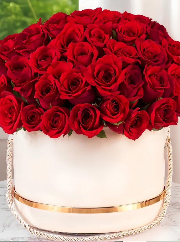 Beyaz Kutuda 101 Adet Kırmızı Güller