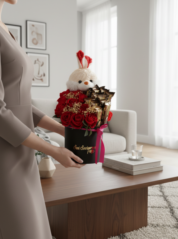 Kutuda Gül Ayıcık Çikolata